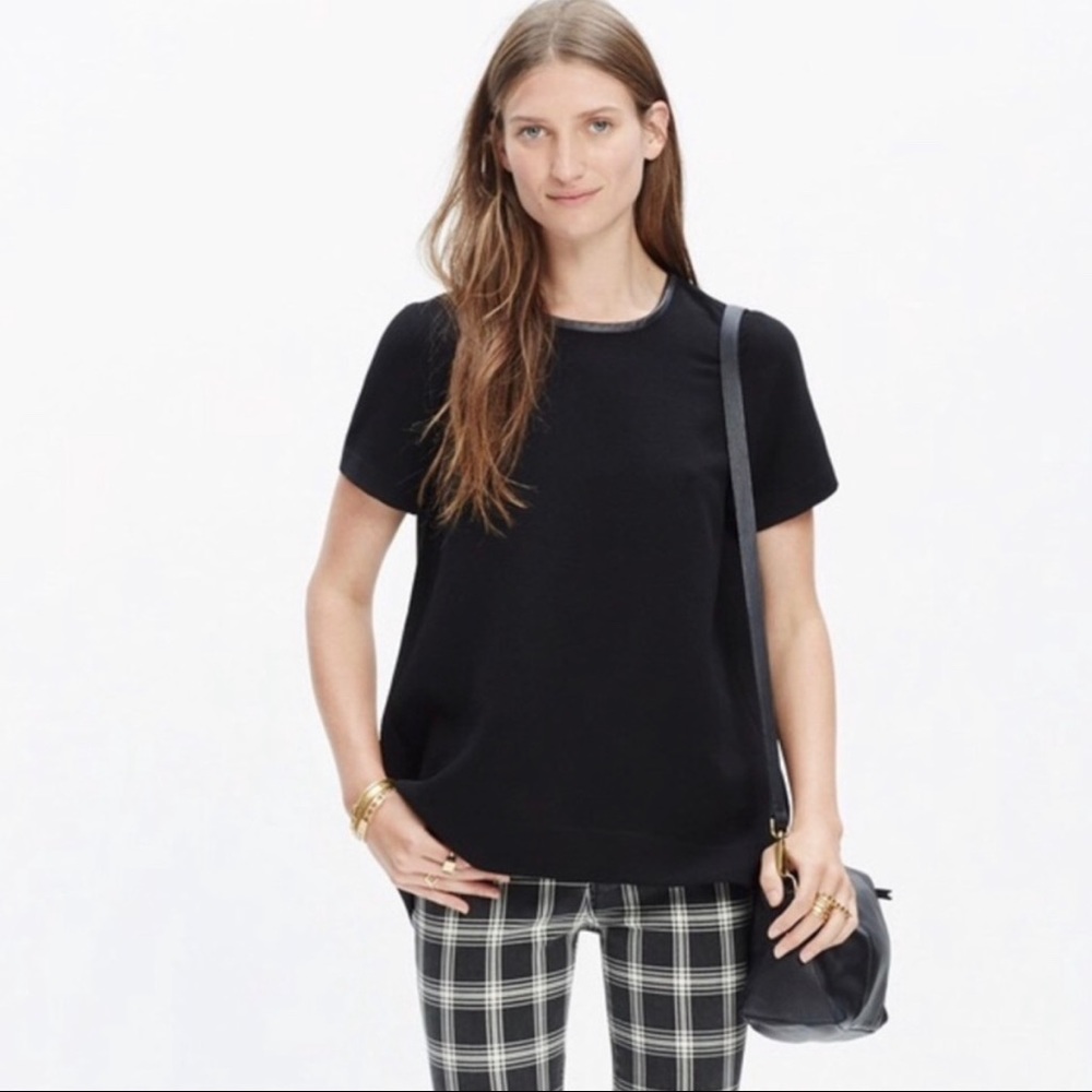 Madewell Leather Trim Blouse